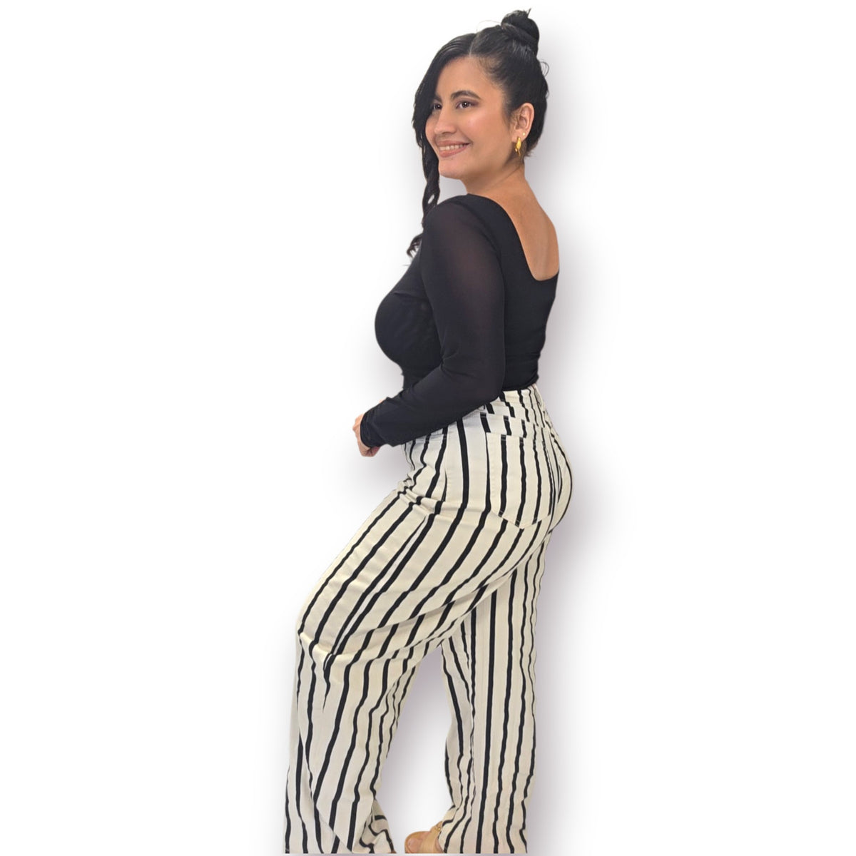 Cream/Black stripe Pants