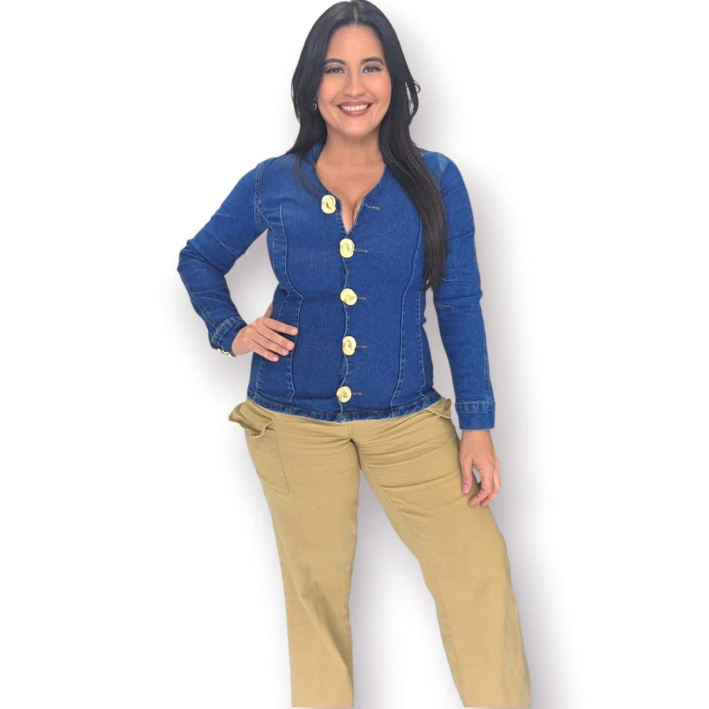 Jeans Button Top