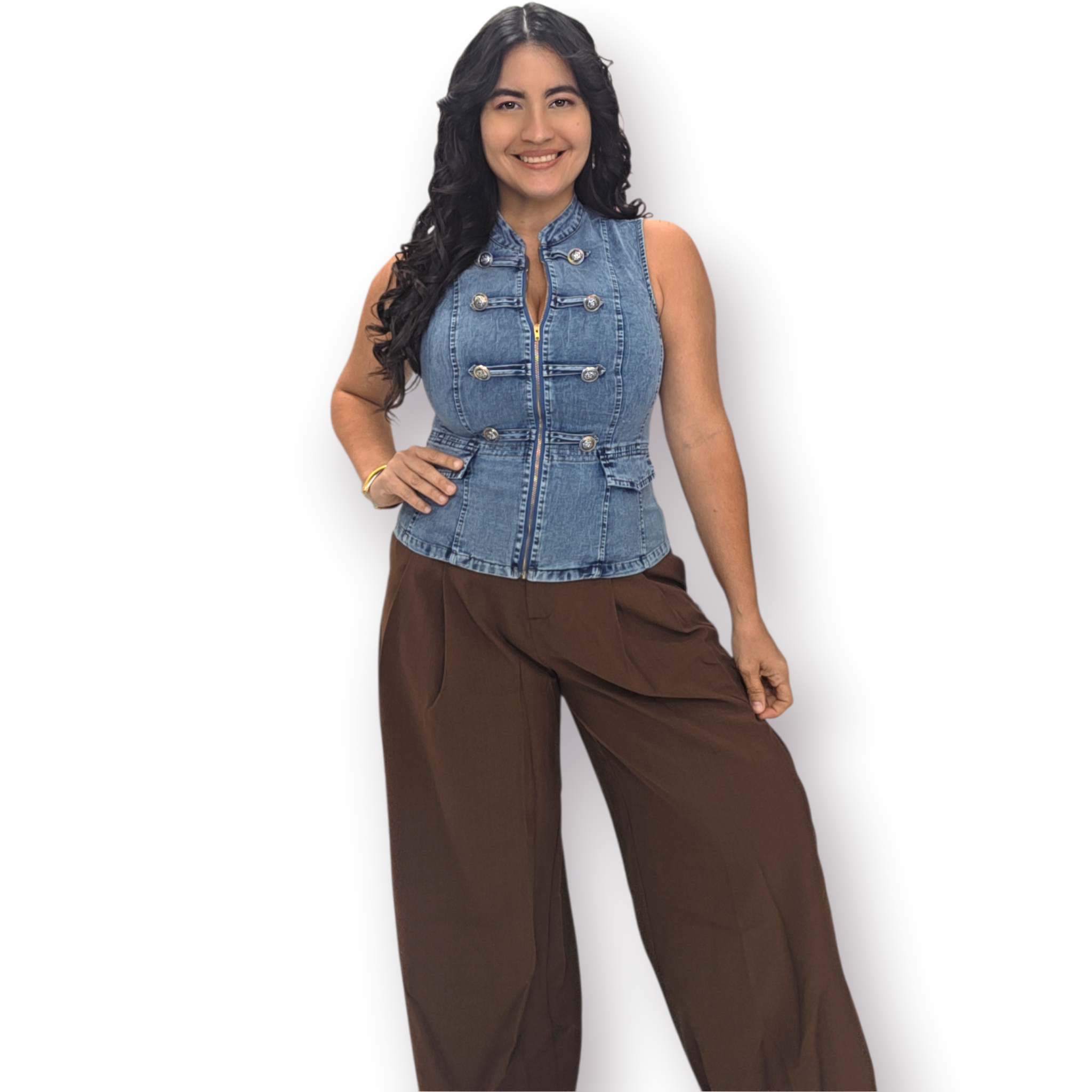Military Denim Top