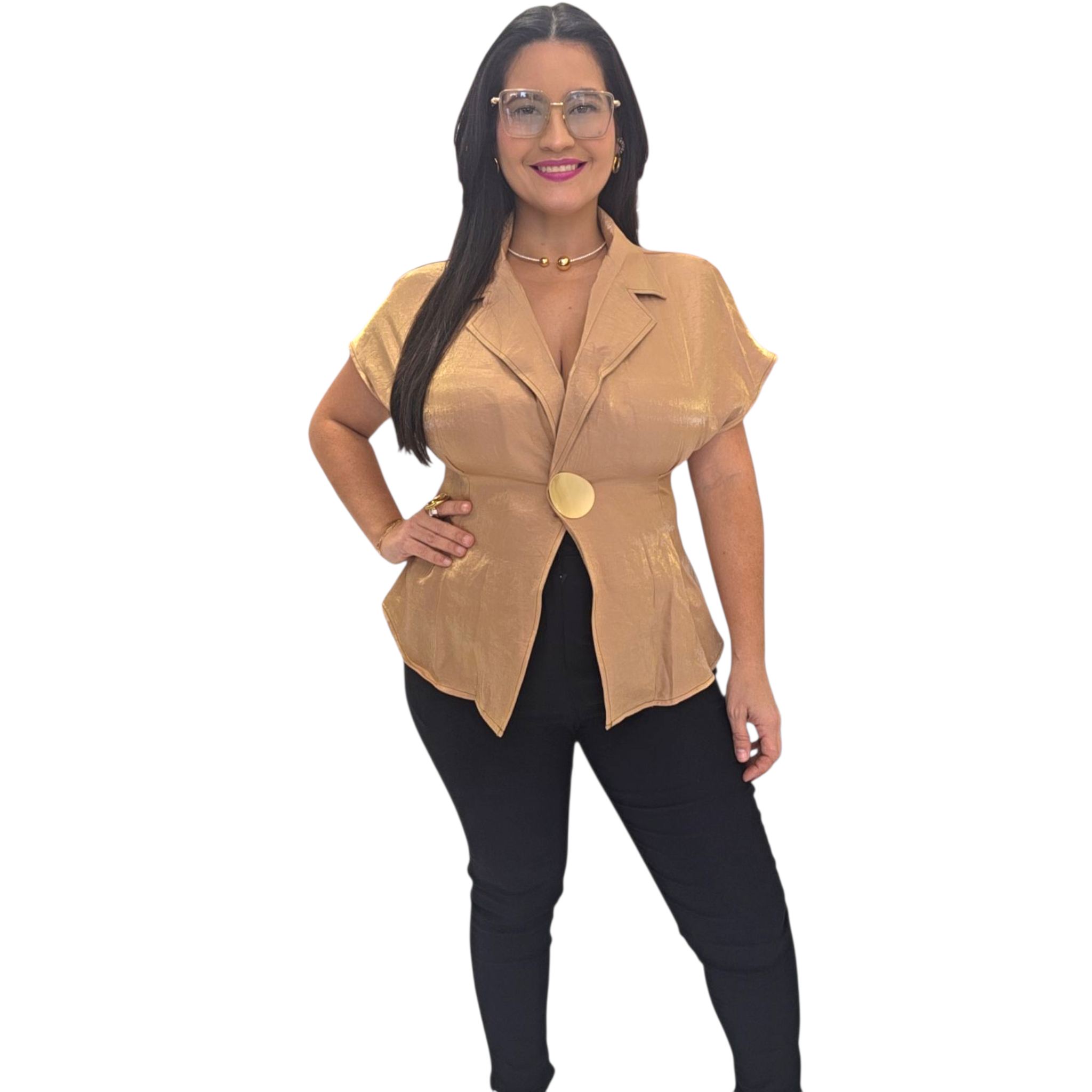 Cream top with gold detail