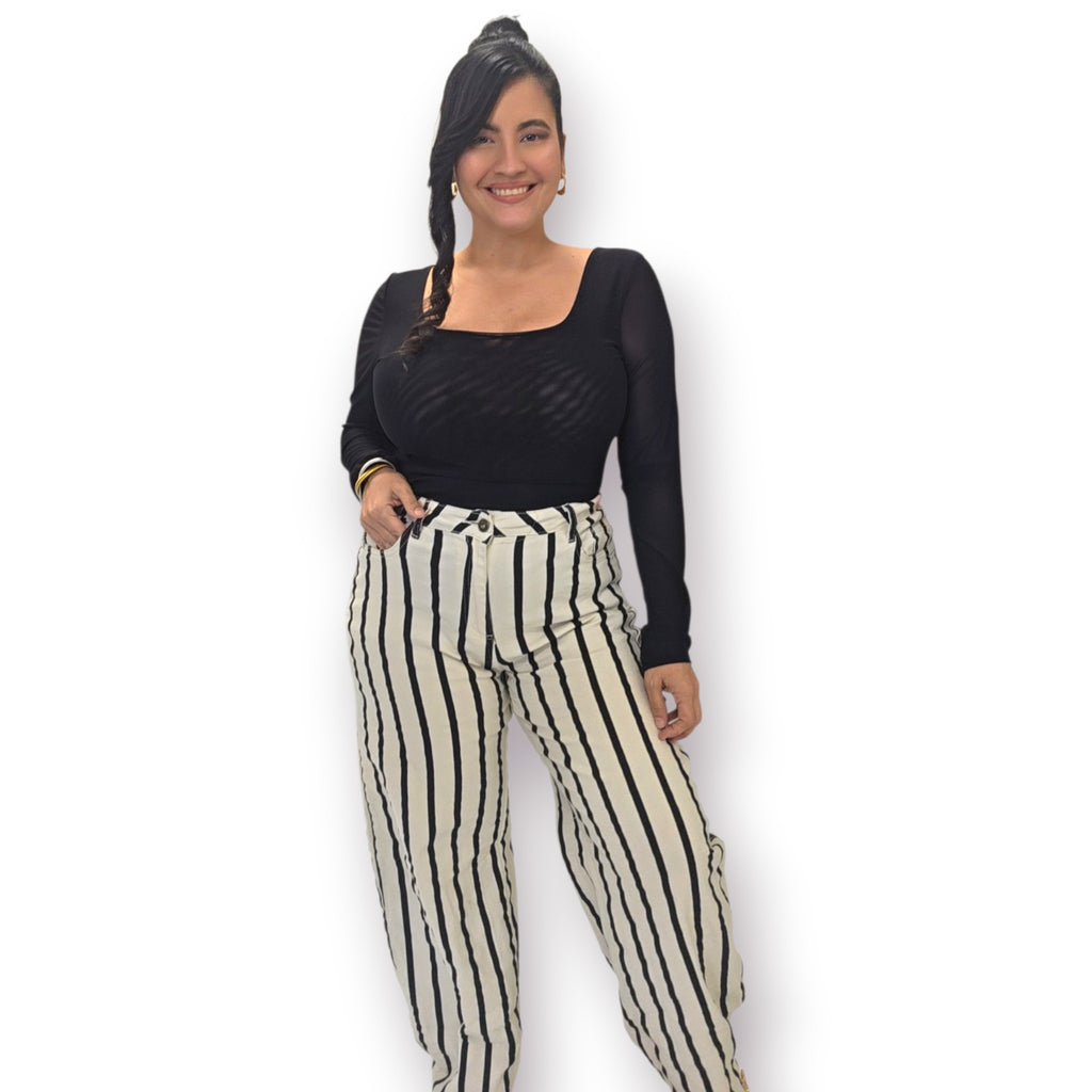 Cream/Black stripe Pants